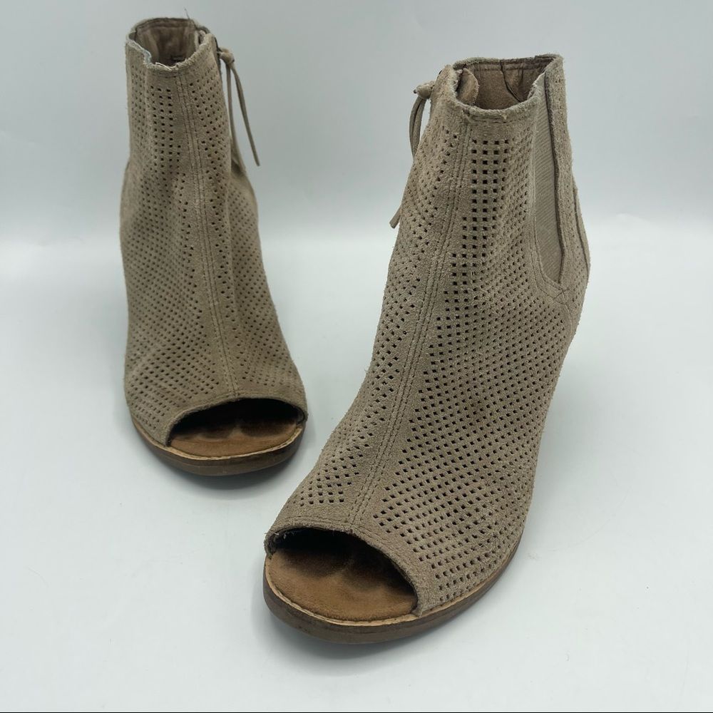 TOMS Majorca Suede Peep Toe Booties